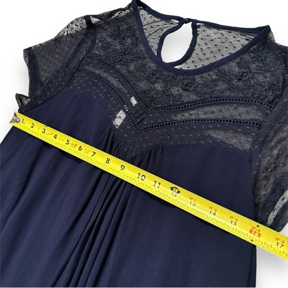 Xhilaration Flowy Lightweight Navy Lace Detail Keyhole Back Cutout Mini Dress - Picture 11 of 16